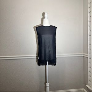 Vince Navy Blue Chiffon Silk Sleeveless Blouse Size S